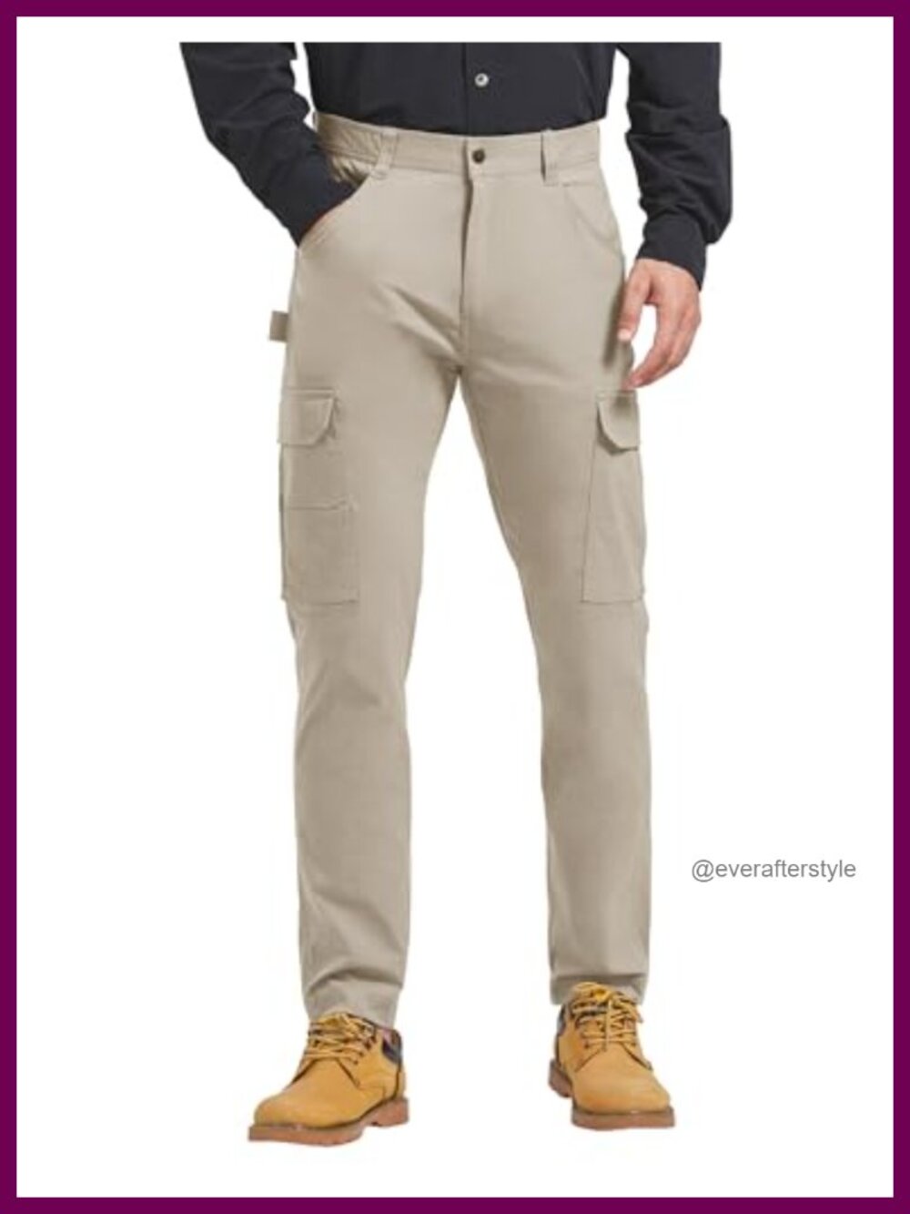 PULI Men's Carpenter Work Pants Cargo Hiking Slim Fit Stretch